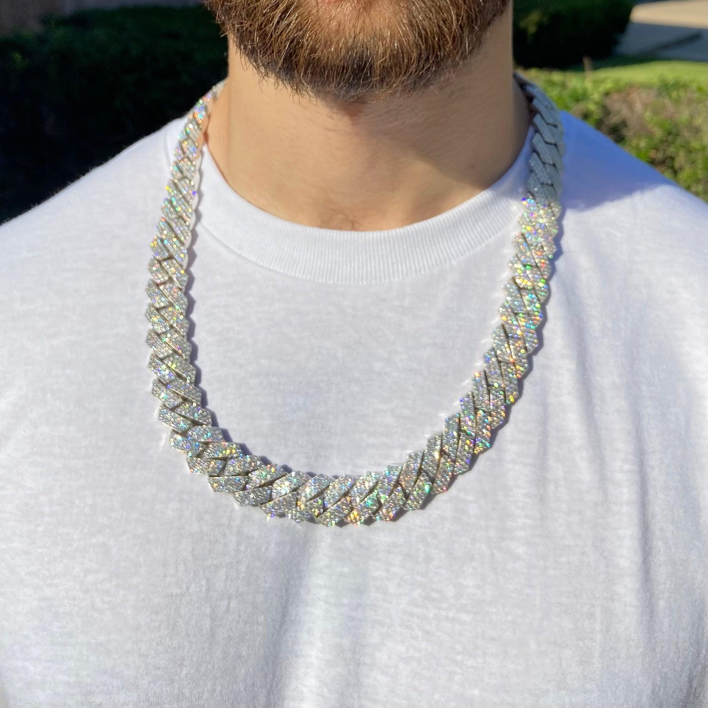 3 Row VVS Moissanite 18MM 24Inch Cuban