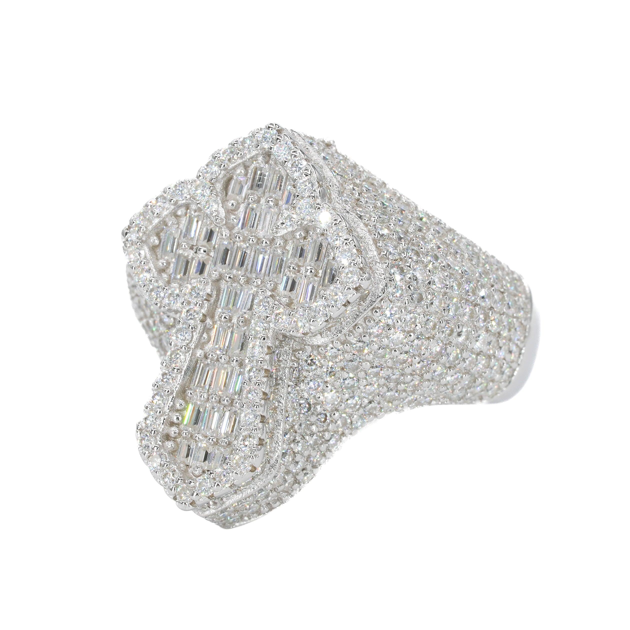 Iced Out Baguette Pointed Cross VVS Moissanite Ring
