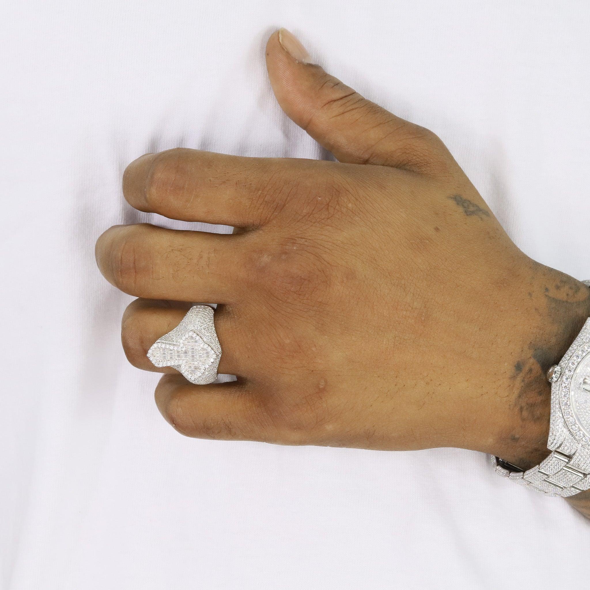 Iced Out Baguette Pointed Cross VVS Moissanite Ring