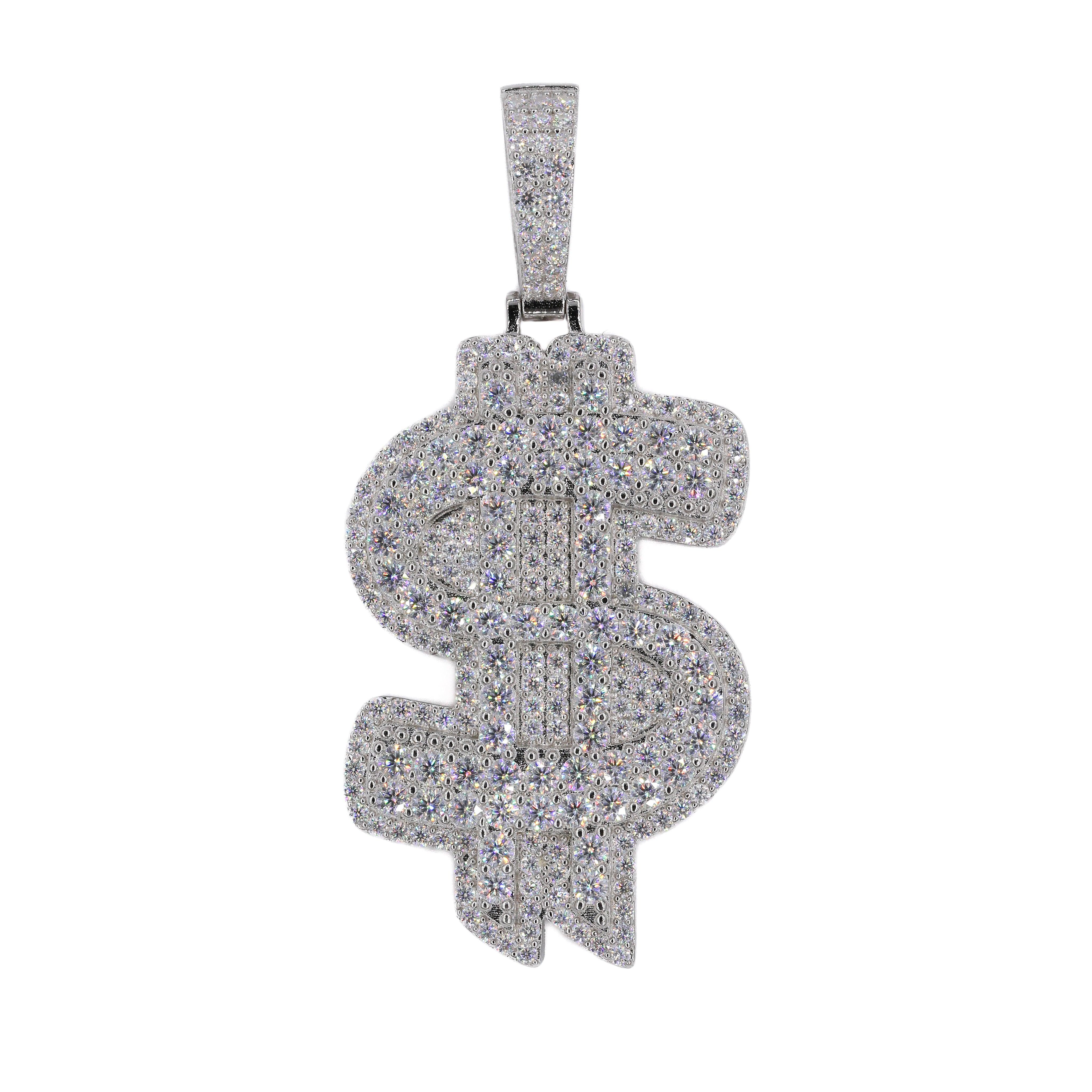 Big Stone Money Sign VVS Moissanite Pendant