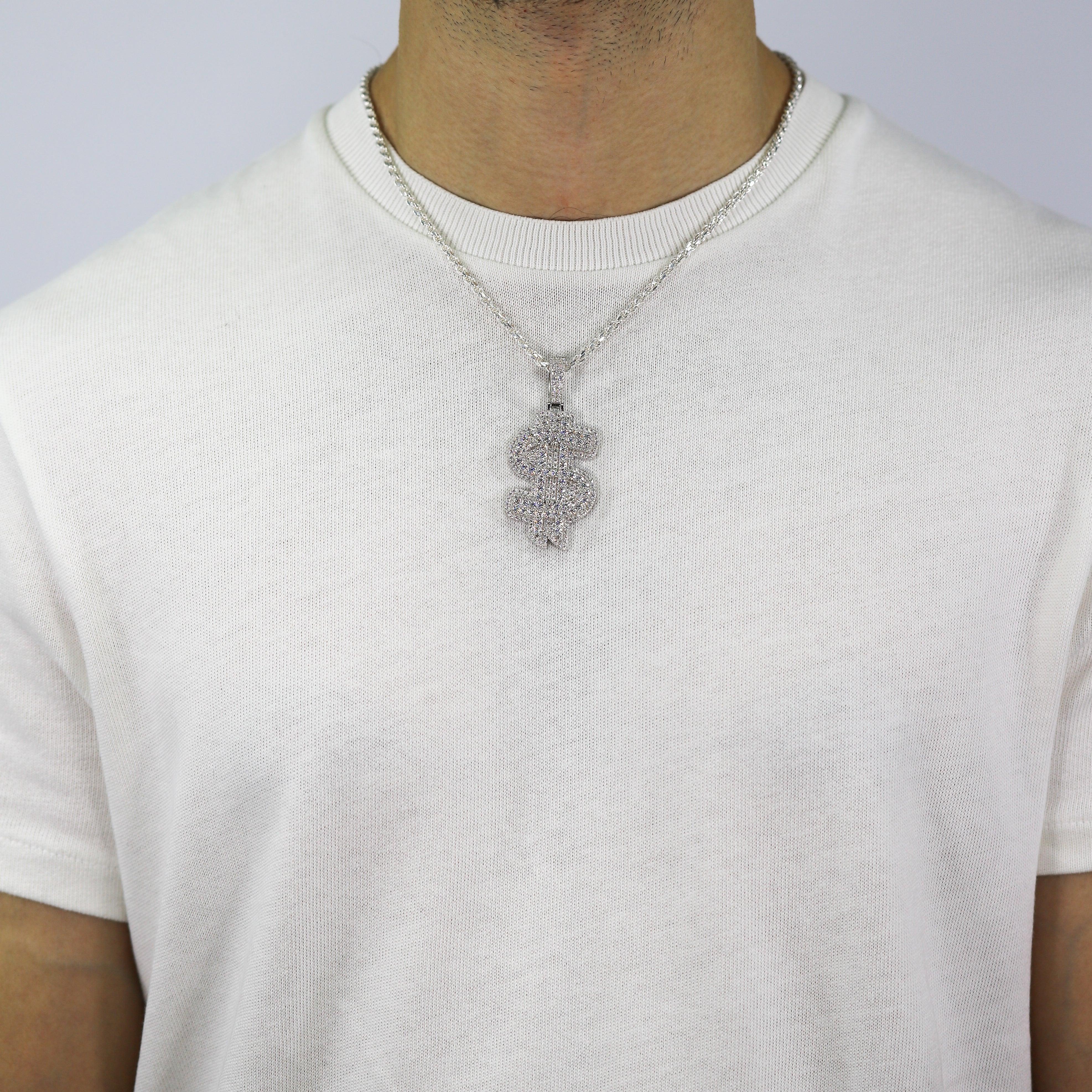 Big Stone Money Sign VVS Moissanite Pendant