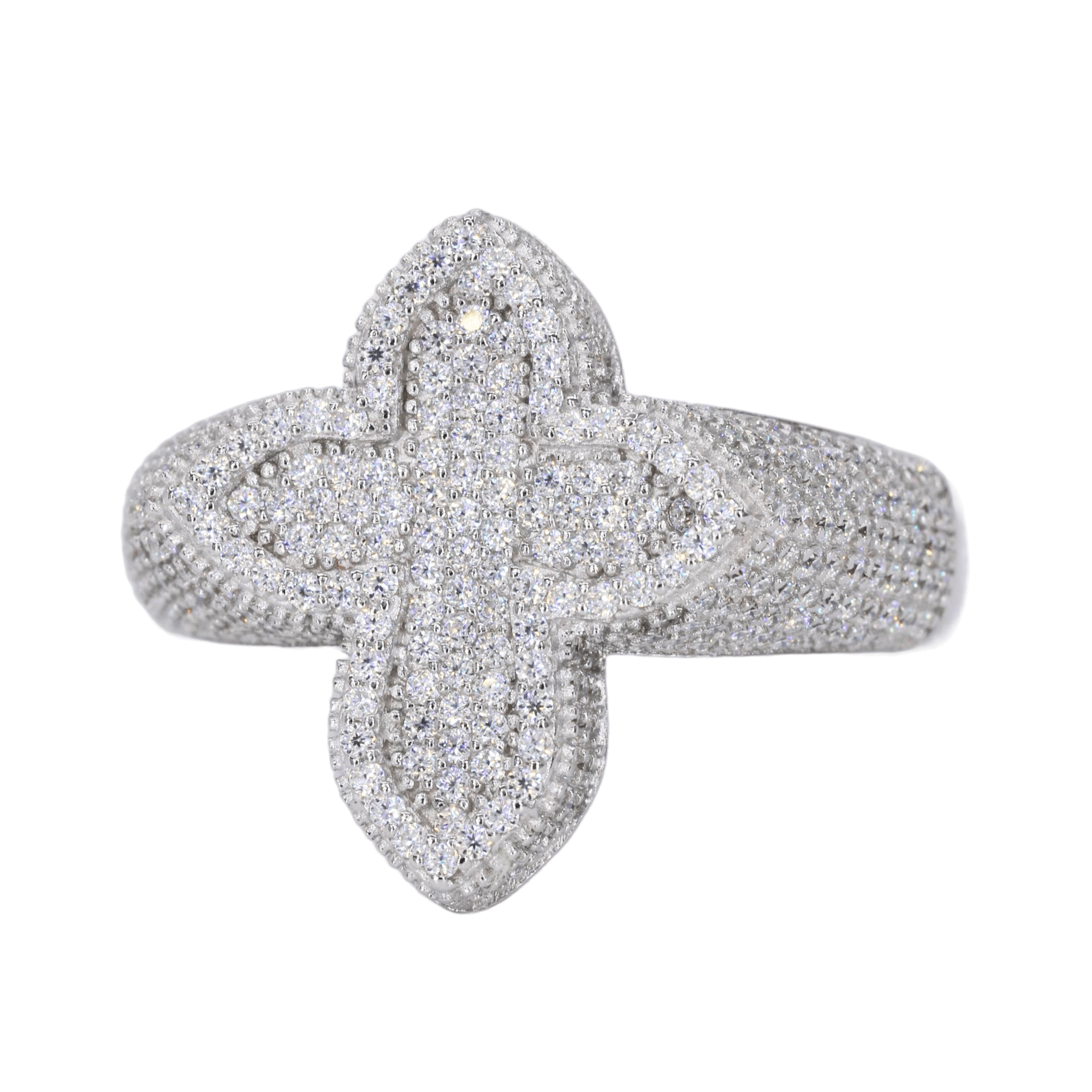 Small Iced Out Cross VVS Moissanite Ring