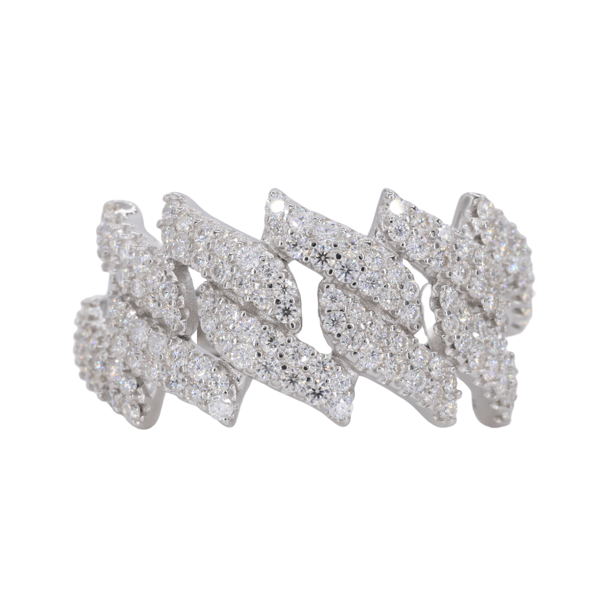 Iced Out Spiked Cuban Band VVS Moissanite Ring