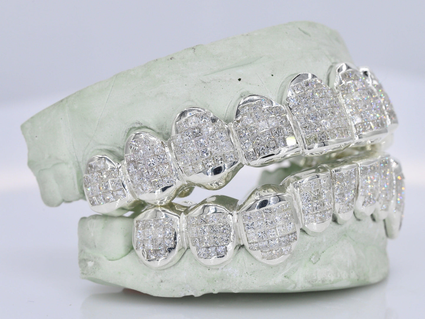 Invisible Set Princess Cut Diamond Grillz - Natural SII Quality