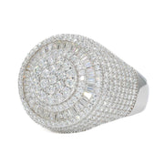 Fully Iced Baguette Round Face VVS Moissanite Diamond Ring - Moissanite Bazaar - moissanitebazaar.com