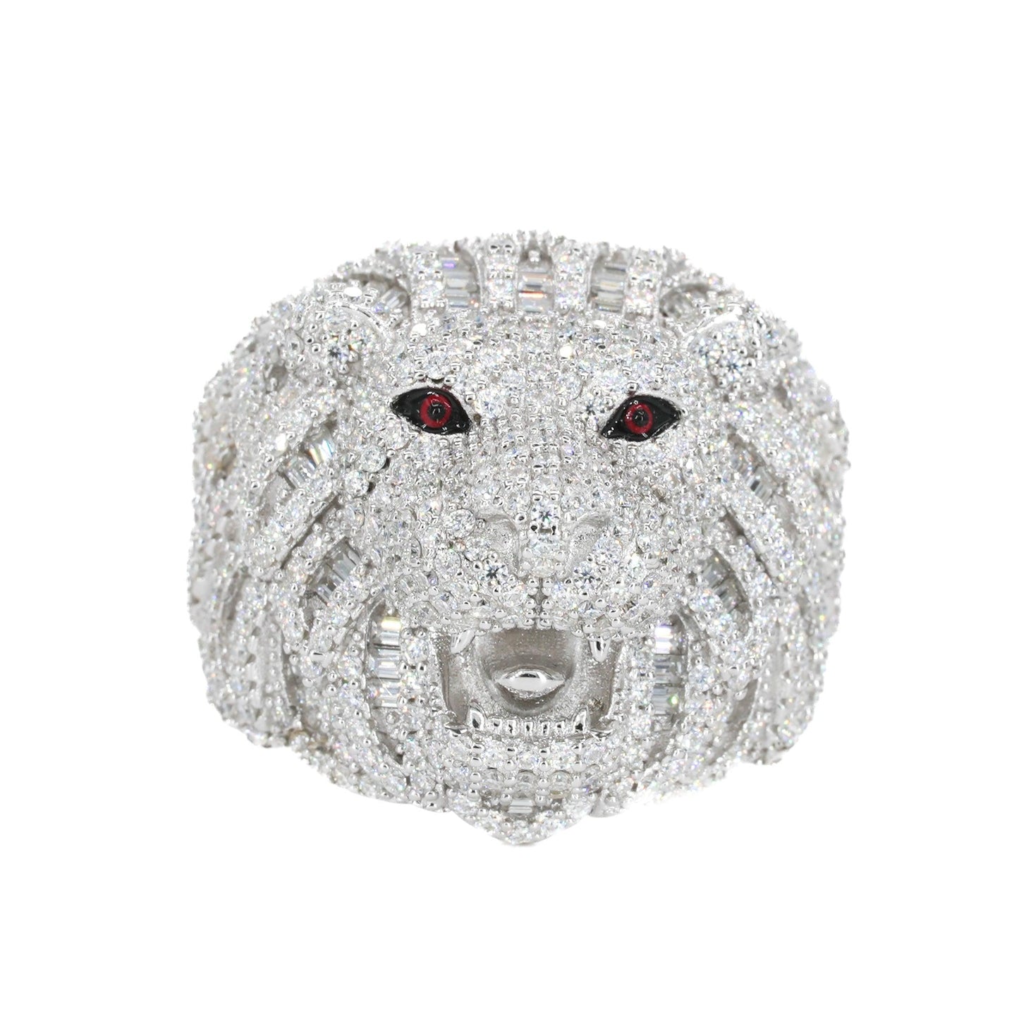 FULLY ICED Baguette LION VVS Moissanite Diamond Ring