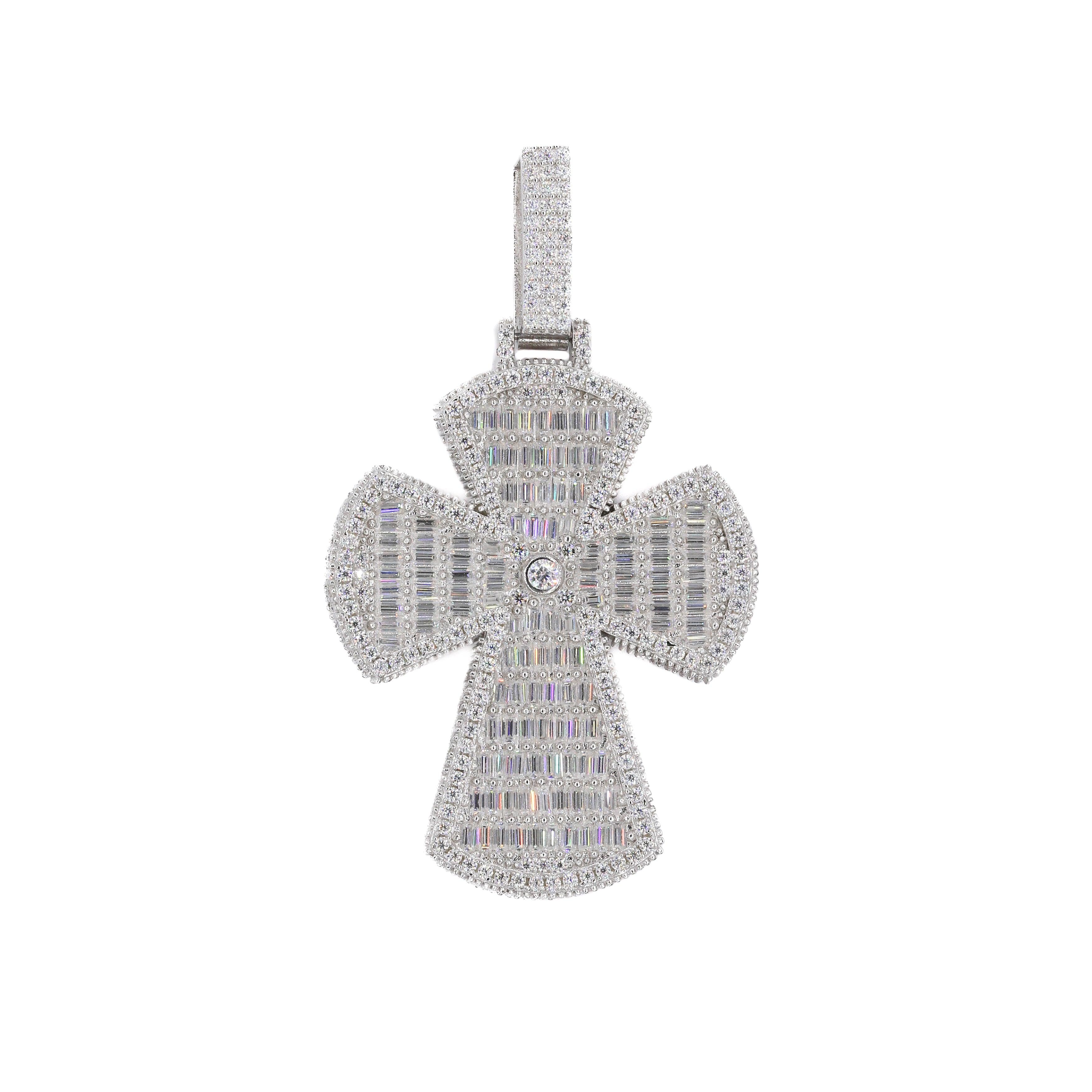 Baguette Bubble Cross VVS Moissanite Pendant