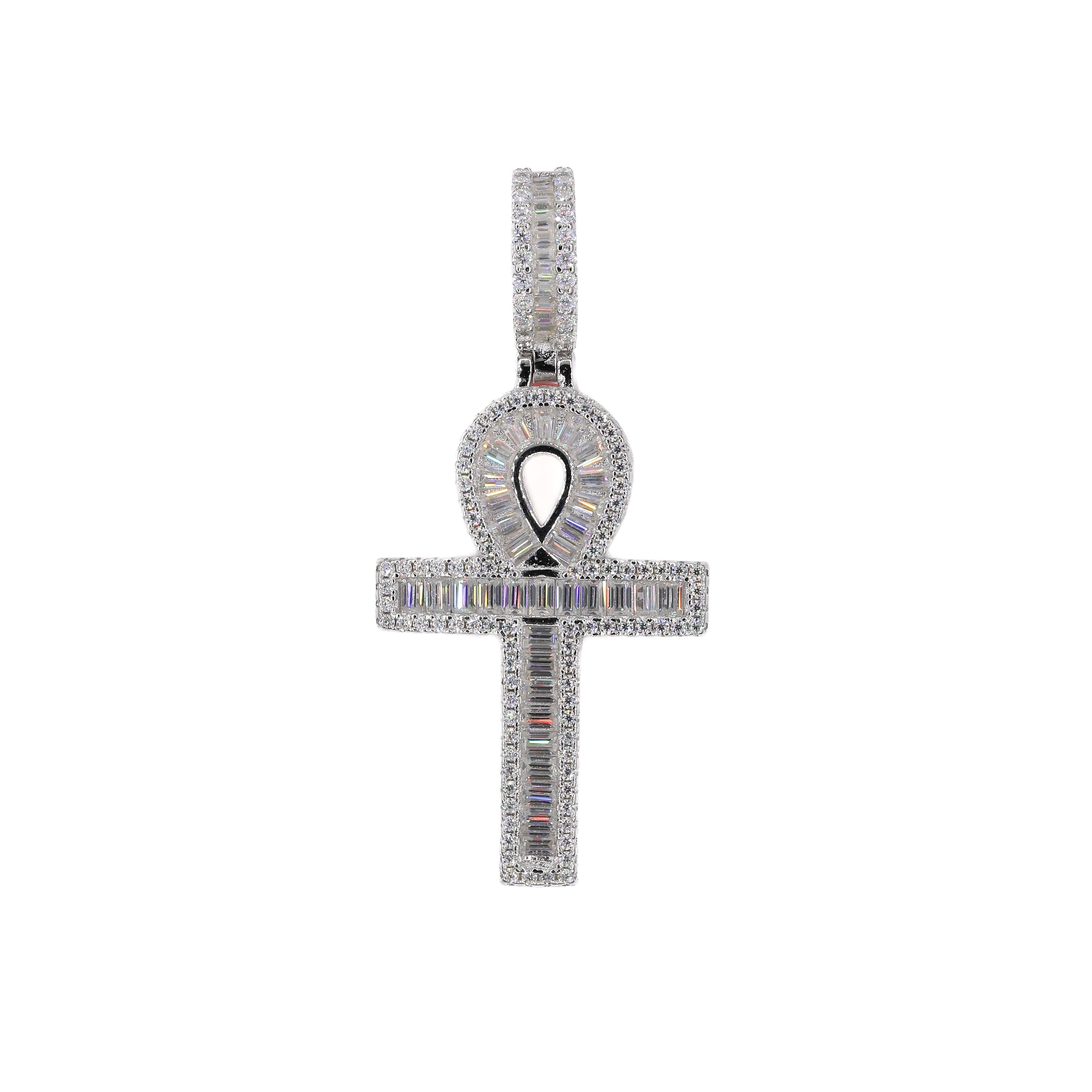 Baguette Ankh Cross VVS Moissanite Pendant