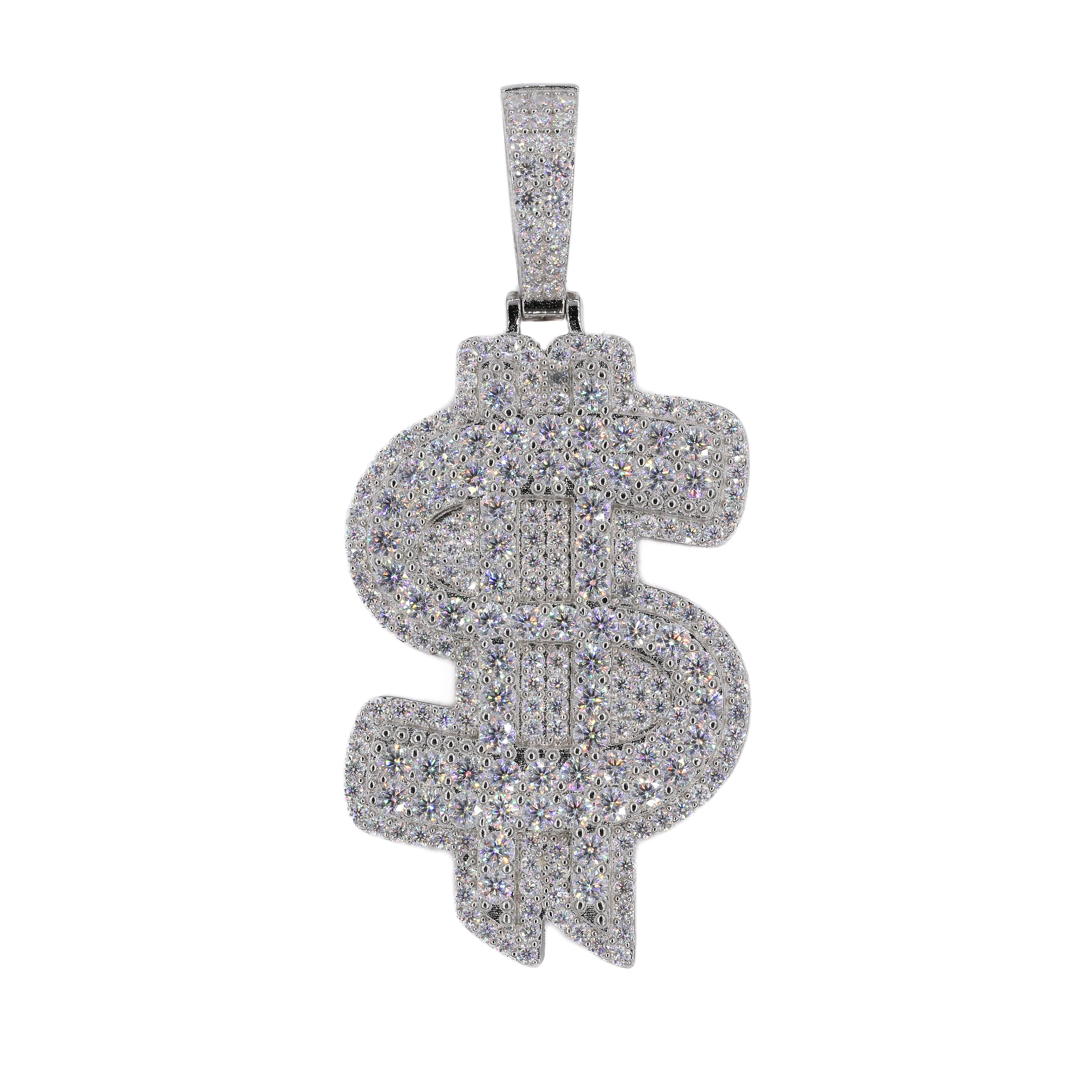 Big Stone Money Sign VVS Moissanite Diamonds Pendant