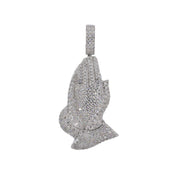 Fully Iced Praying Hands VVS Moissanite Pendant