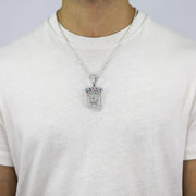 Iced Jesus With Colored Stones VVS Moissanite Diamonds Pendant