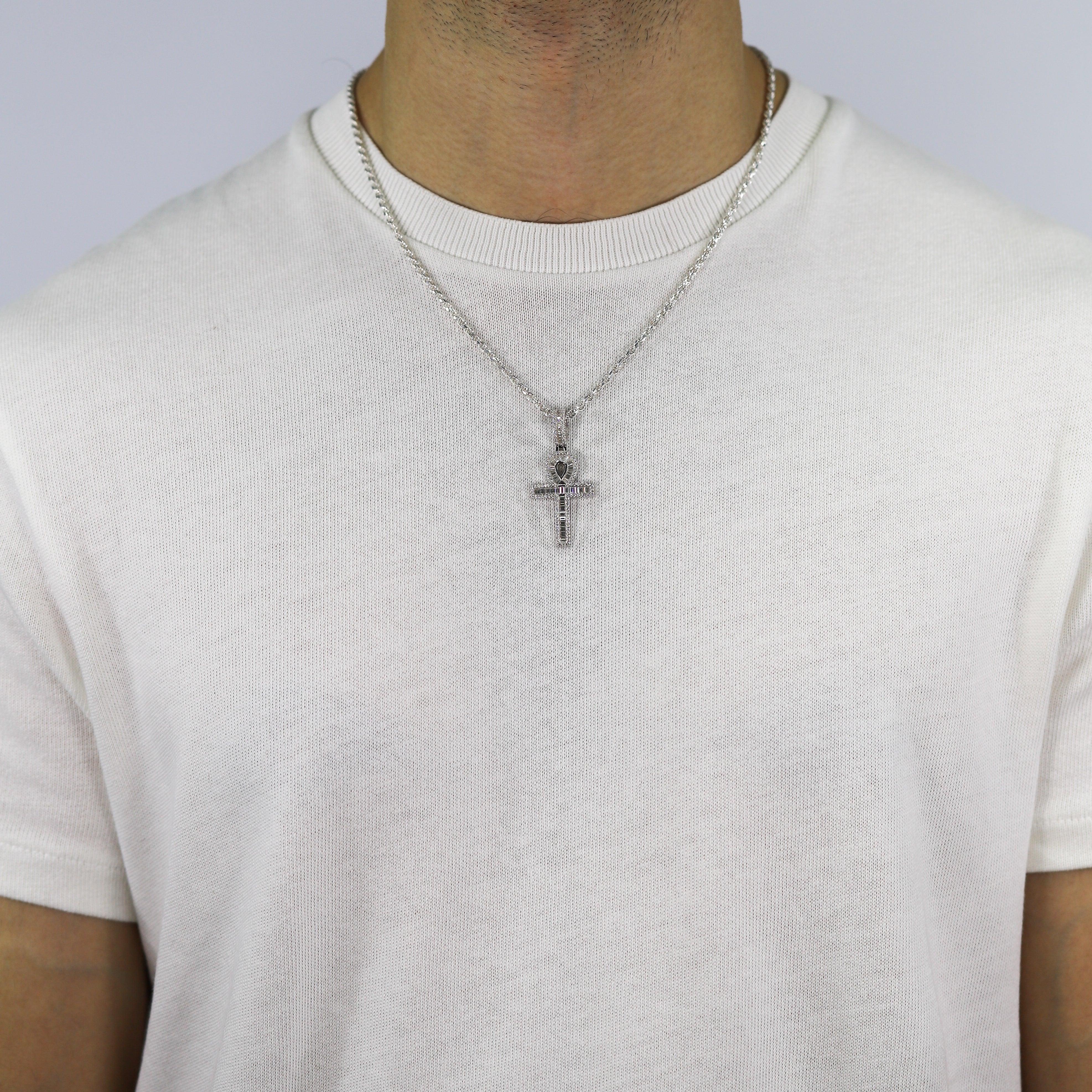 Baguette Ankh Cross VVS Moissanite Pendant