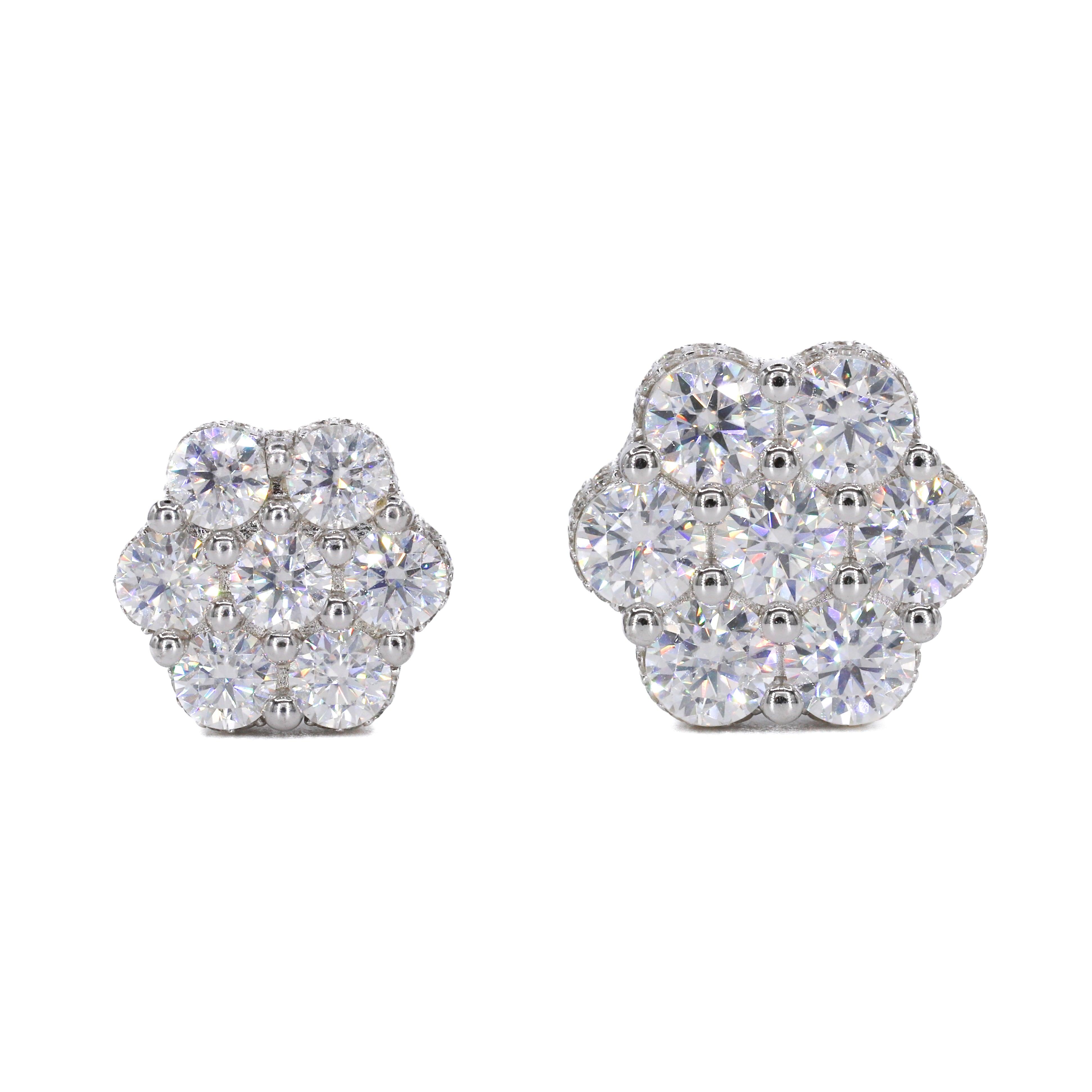 BIG STONE Flower Earring Fully Iced Out VVS Moissanite Earrings