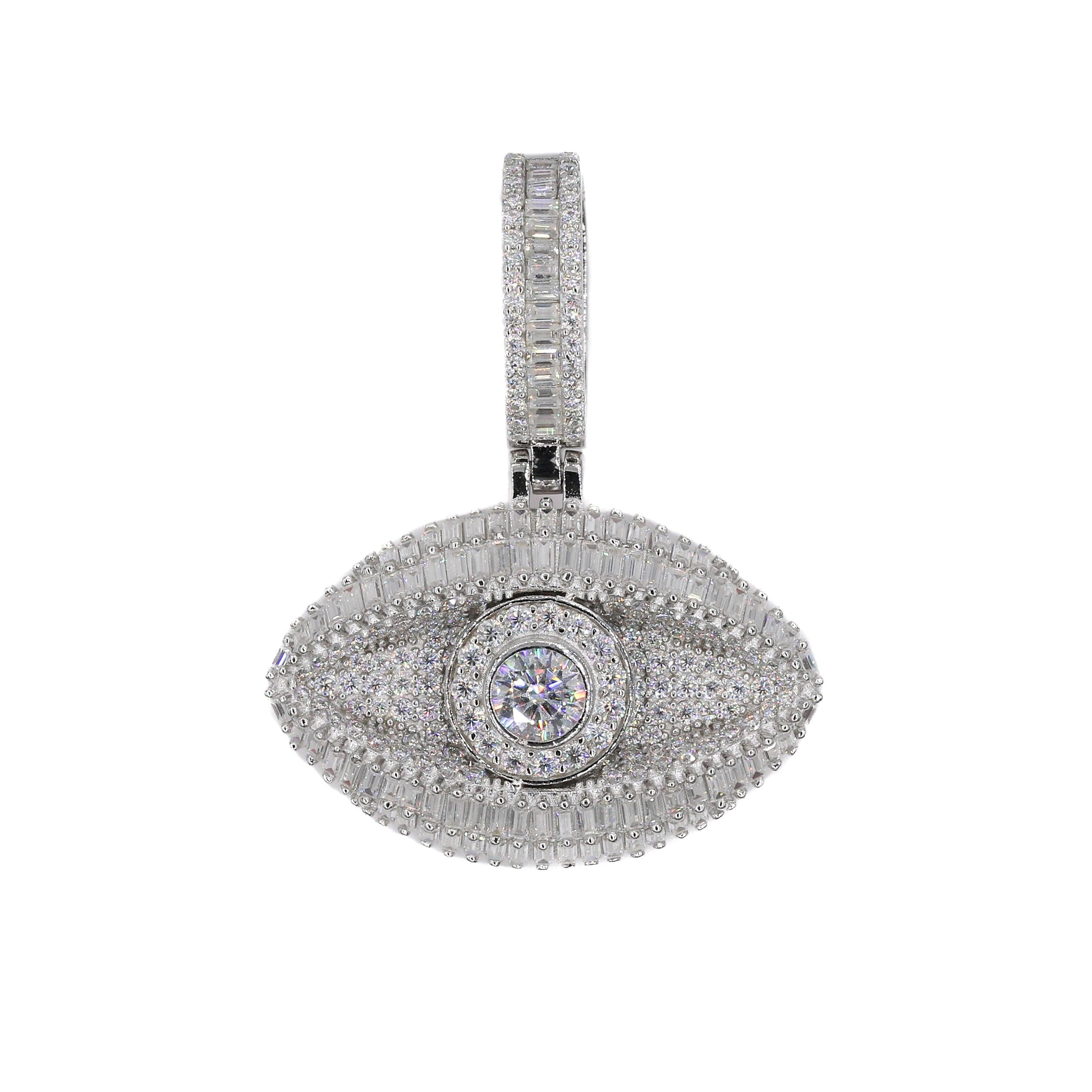 Baguette Iced Out Evil Eye VVS Moissanite Pendant