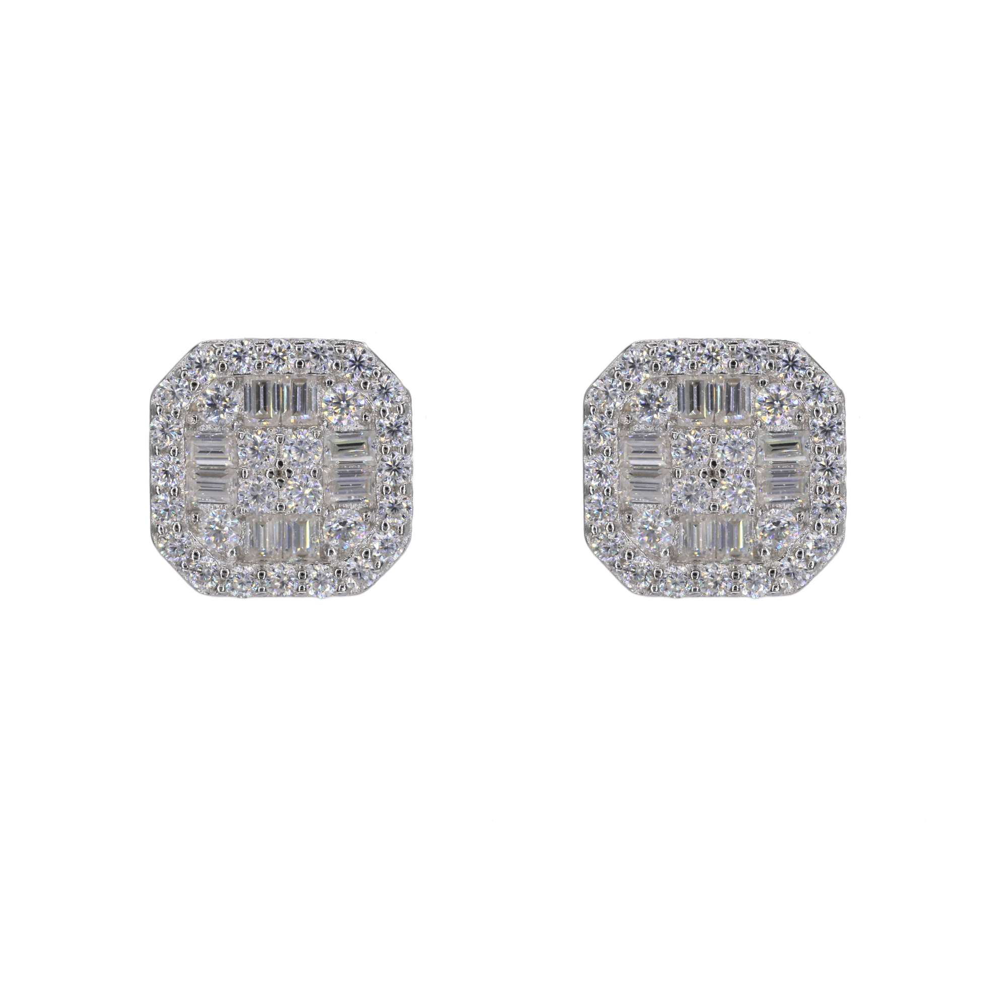 Baguette Round Square VVS Moissanite Earrings