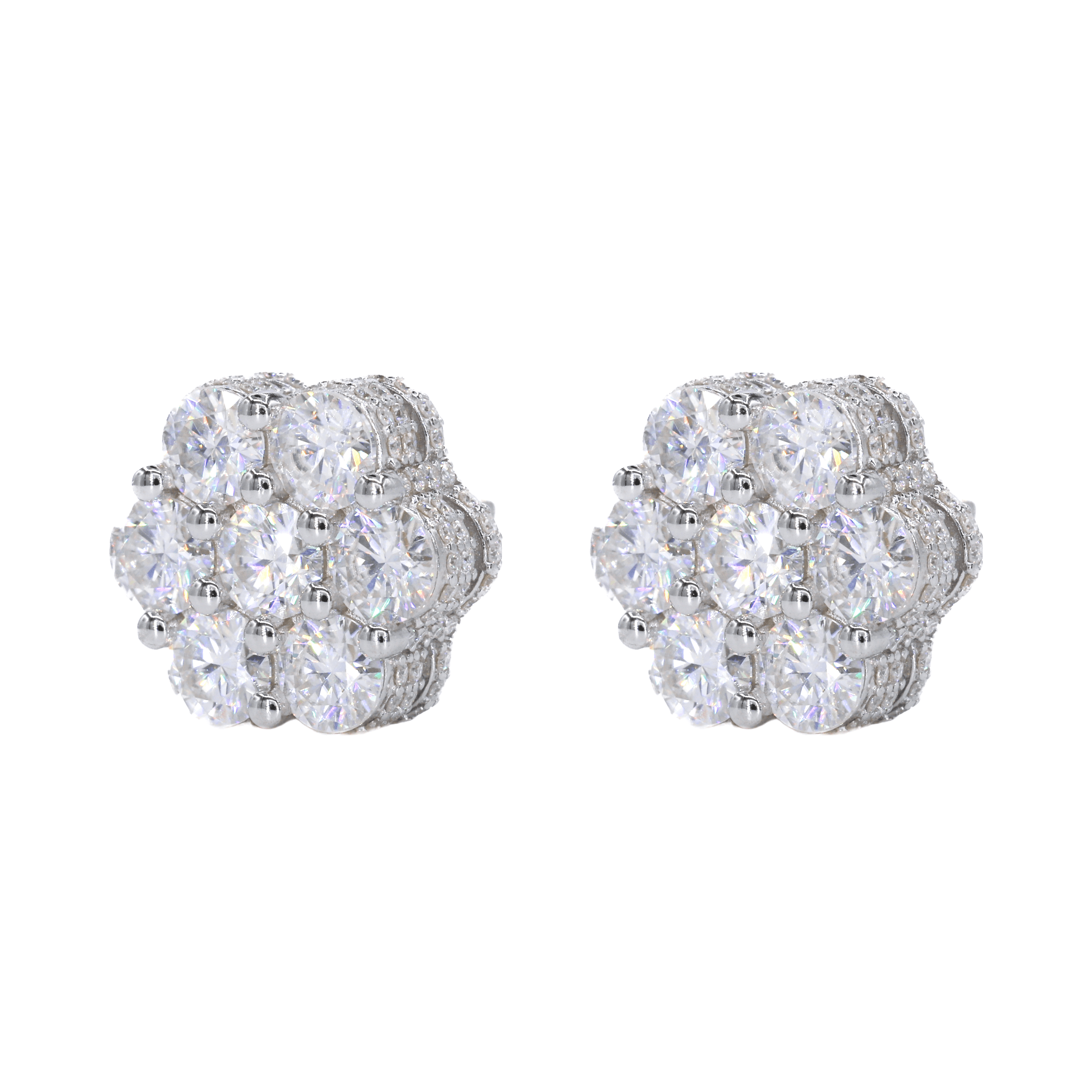 BIG STONE Flower Earring Fully Iced Out VVS Moissanite Earrings