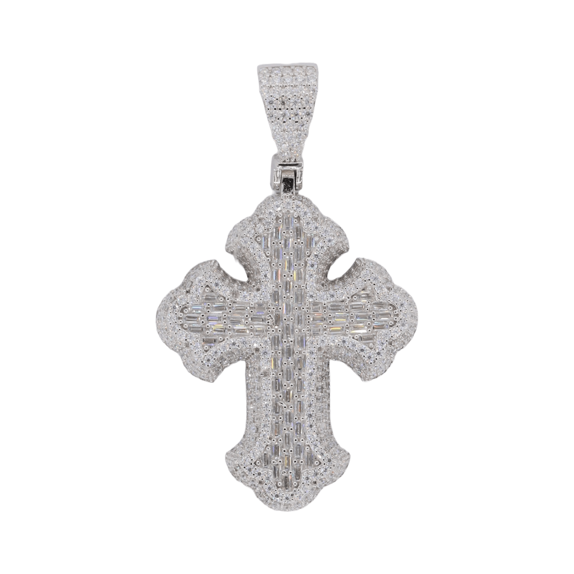 Baguette Gothic Cross VVS Moissanite Pendant