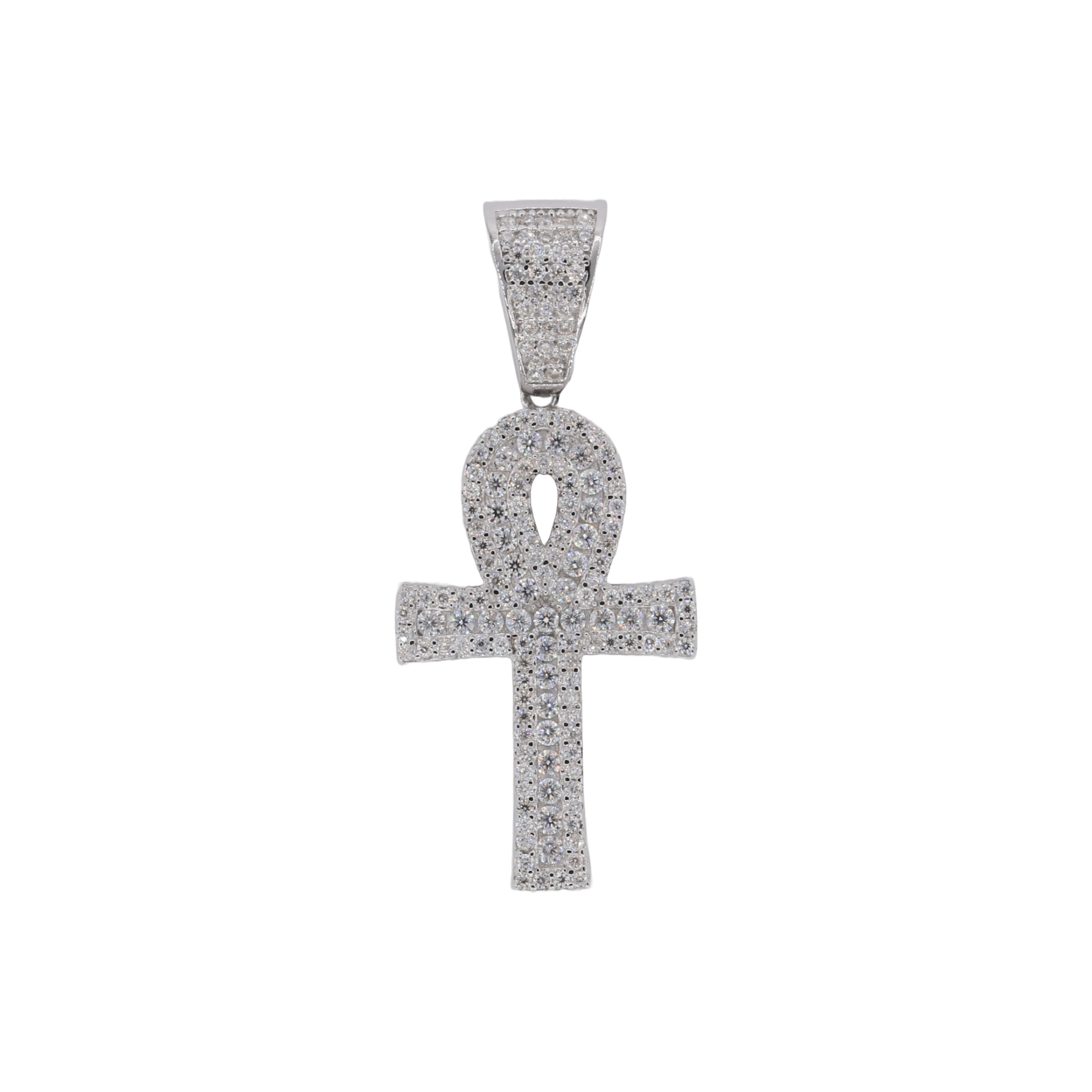 Iced Out Ankh Cross VVS Moissanite Diamond Pendant - Moissanite Bazaar - moissanitebazaar.com