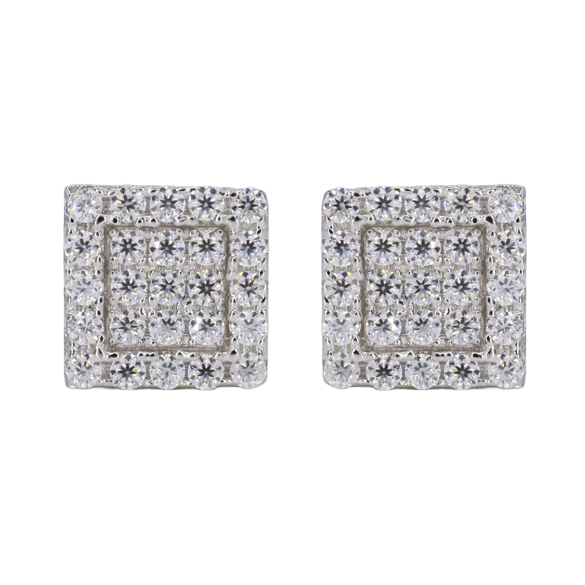 Square In-Step Iced VVS Moissanite Daimond Earrings