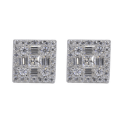 Square Multi Stone Iced VVS Moissanite Daimond Earrings