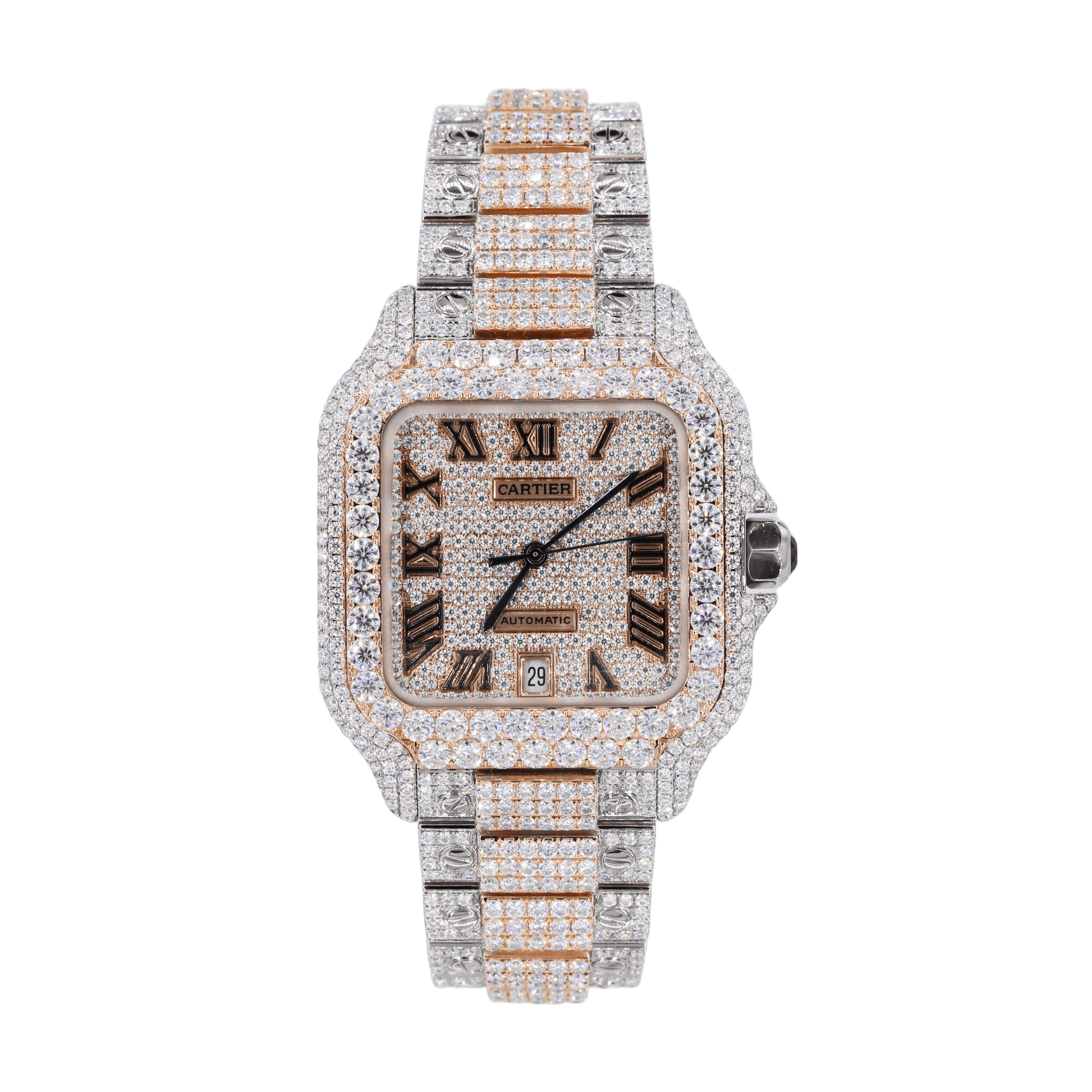 CS Two Tone 41MM Moissanite Diamond Watch 20CT - Moissanite Bazaar - moissanitebazaar.com