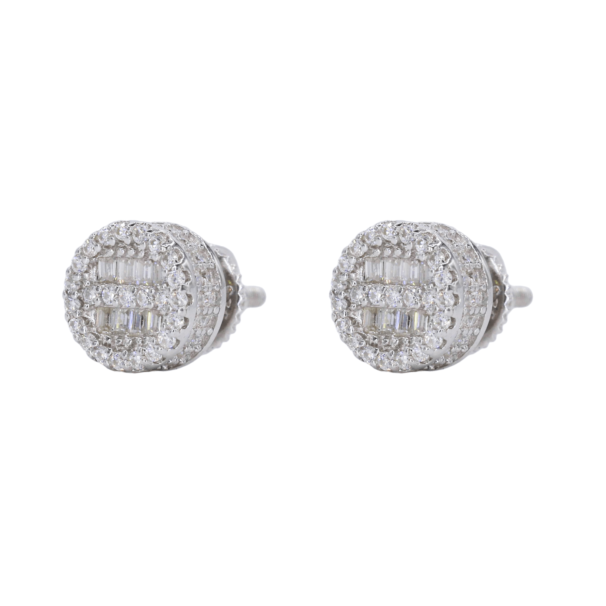 Circle Baguette Infill Fully Iced VVS Moissanite Diamond Earrings