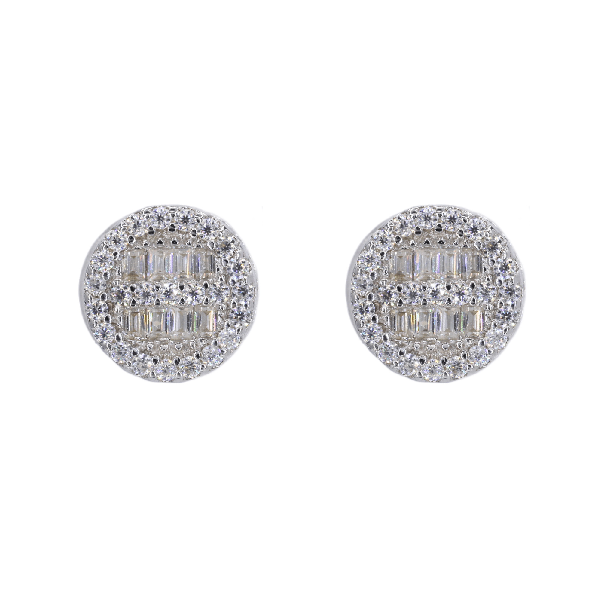 Circle Baguette Infill Fully Iced VVS Moissanite Diamond Earrings