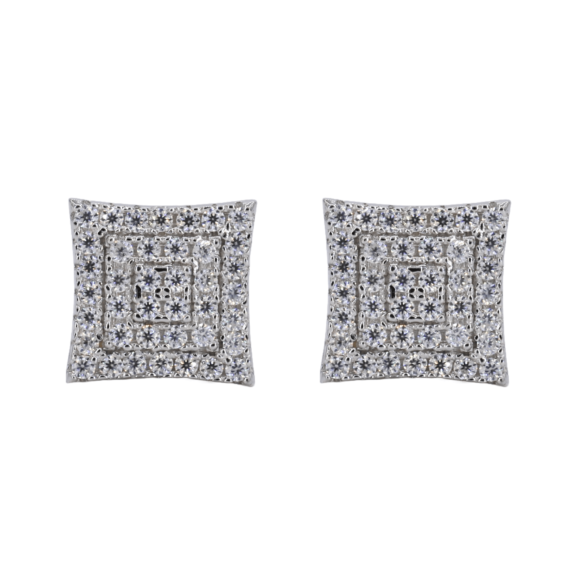 3 Step Iced Out Square VVS Moissanite Earrings