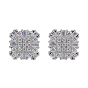 Baguette Encrusted Square VVS Moissanite Earrings