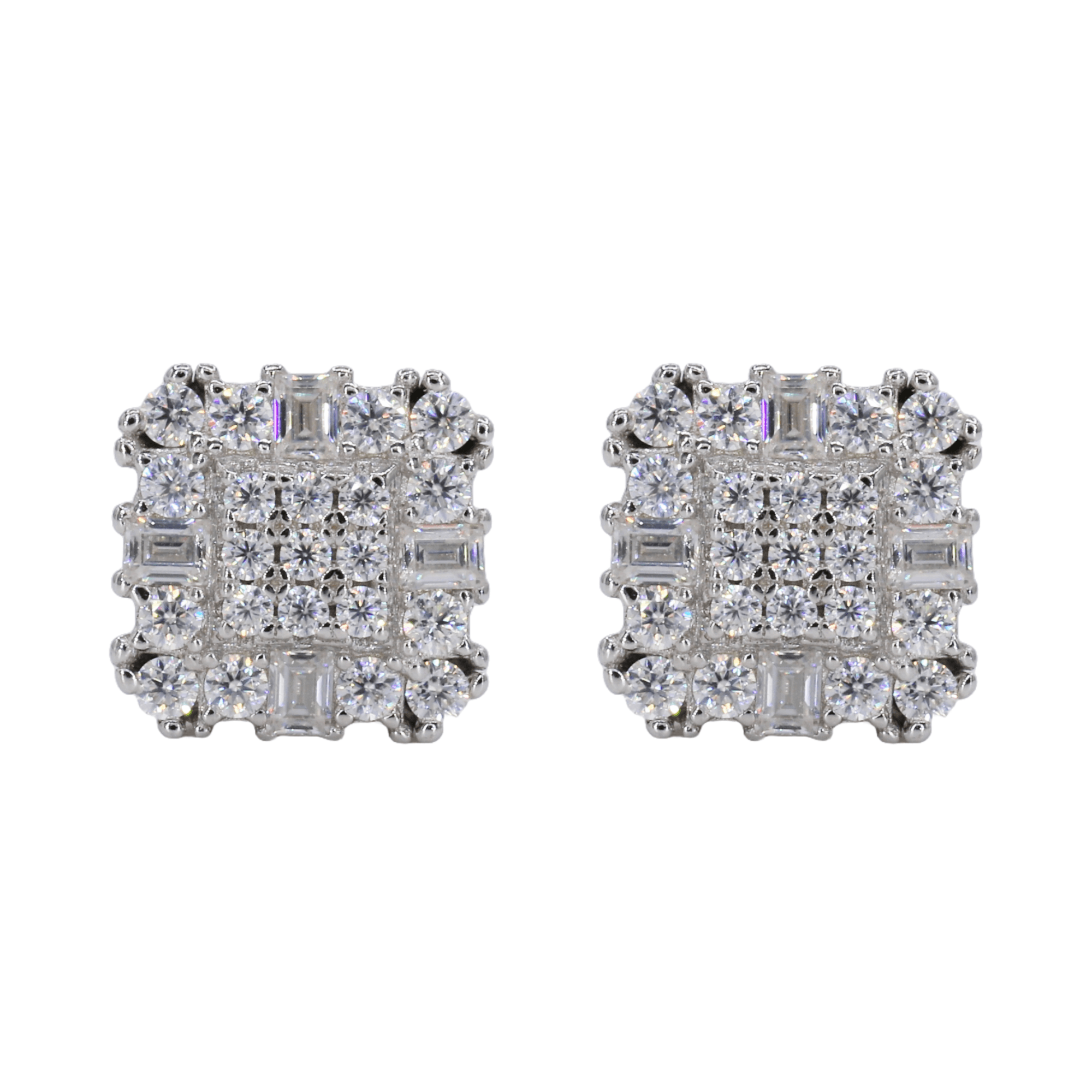 Baguette Encrusted Square VVS Moissanite Earrings