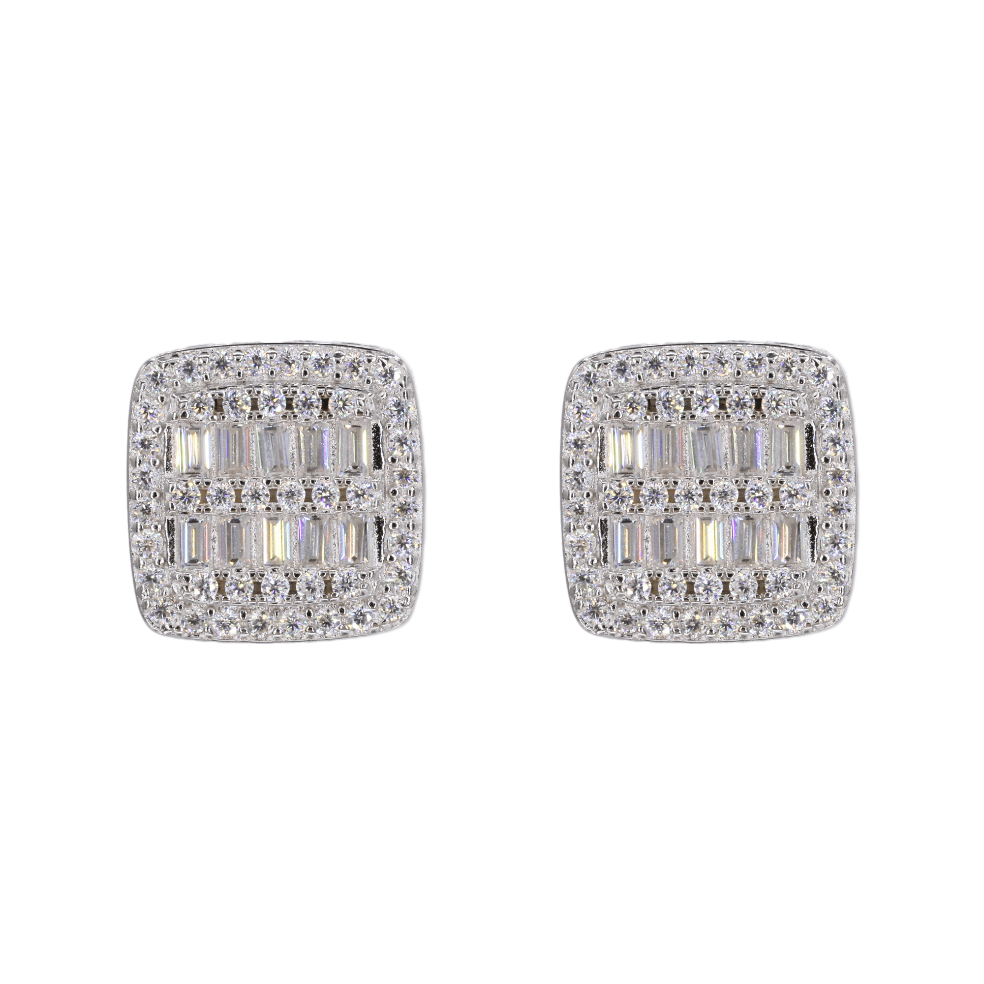 Square Baguette Infill VVS Moissanite Daimond Earrings