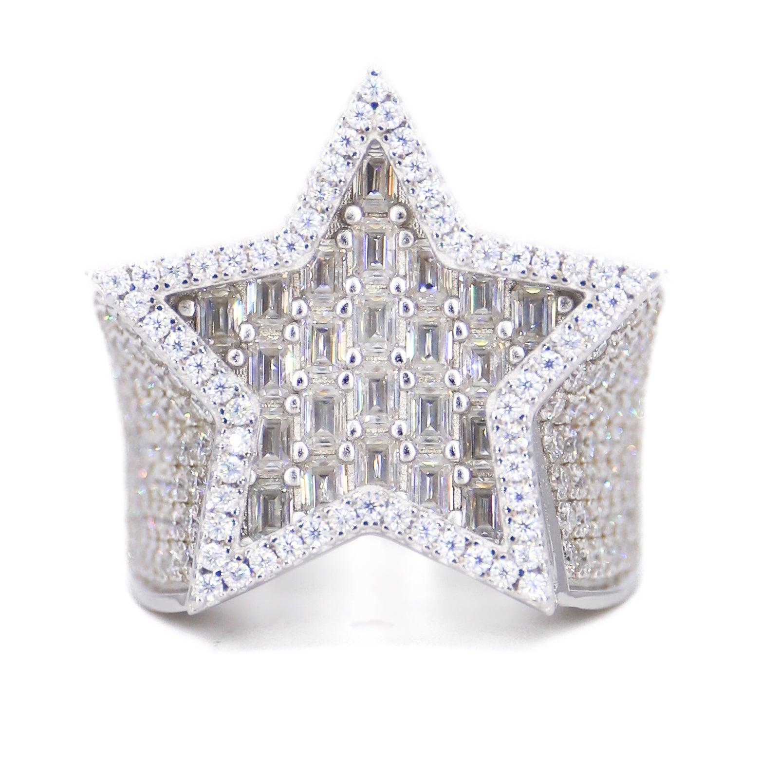 Baguette Star VVS Moissanite Diamond Ring