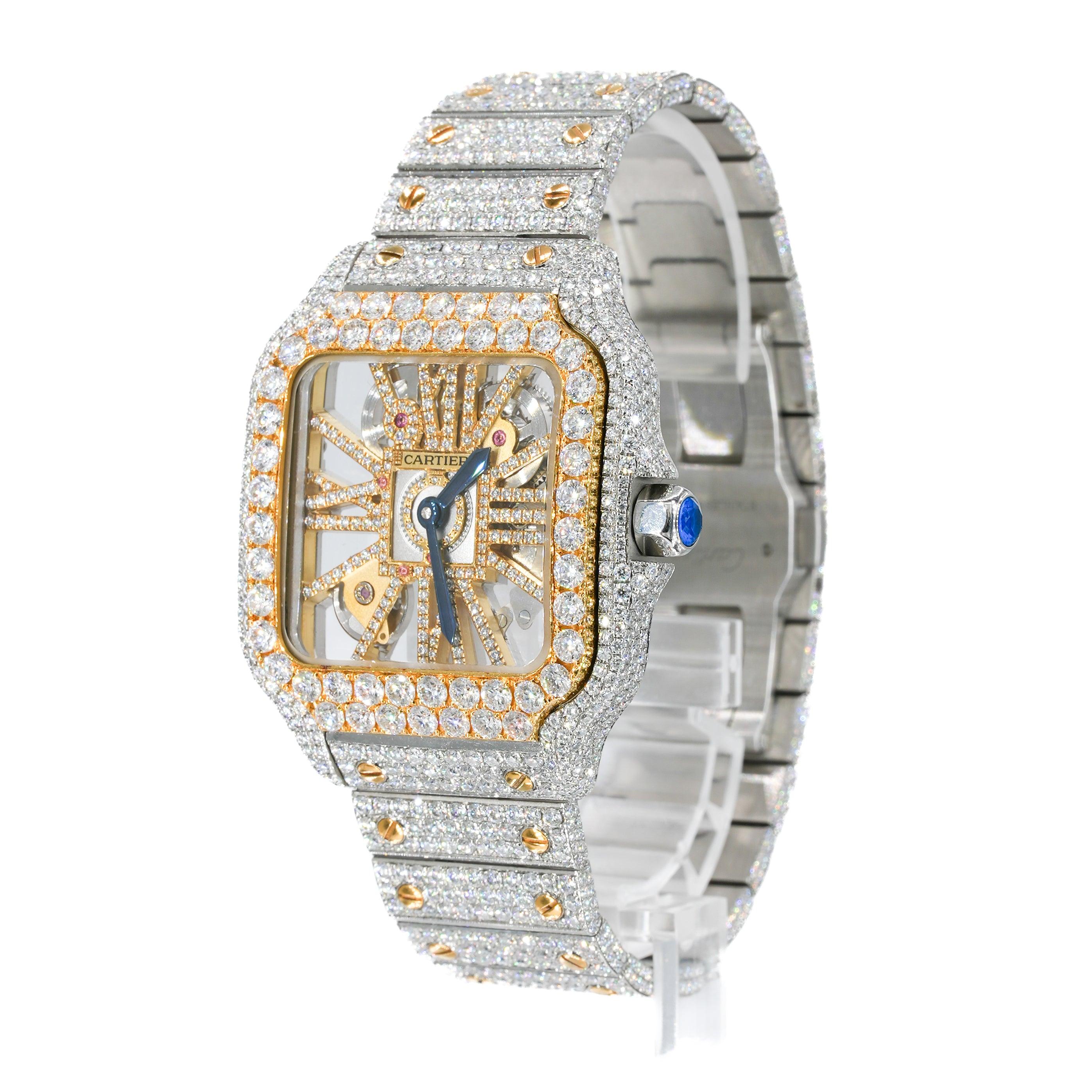 CS Skeleton Two-Tone 41MM VVS Moissanite Diamond Watch 20CT