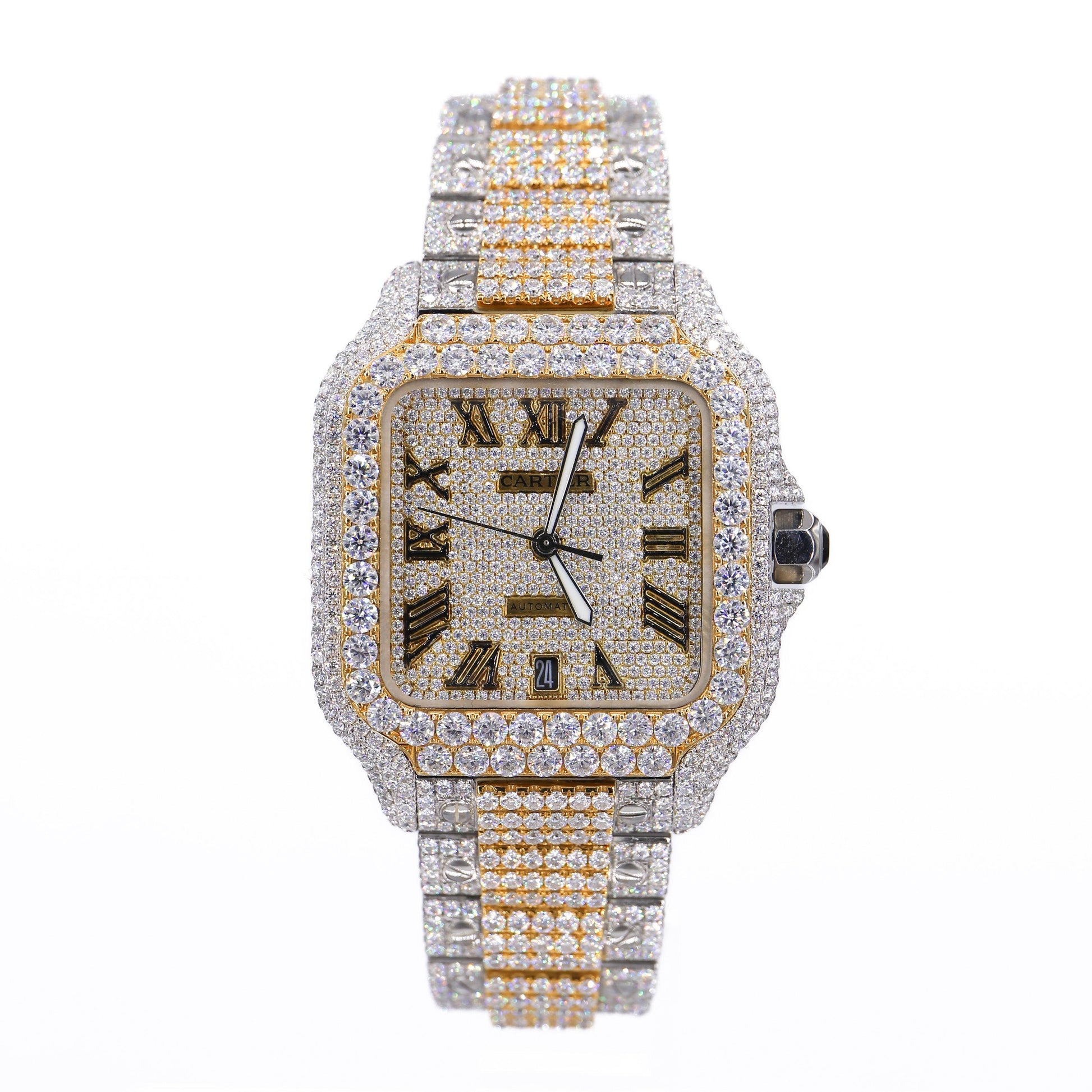 CS Two Tone 41MM Moissanite Diamond Watch 20CT - Moissanite Bazaar - moissanitebazaar.com